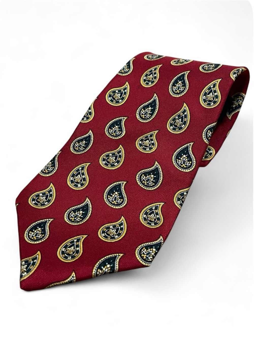 Tommy Hilfigure Silk Tie Men's Paisley Burgundy Office Event Wedding Classic